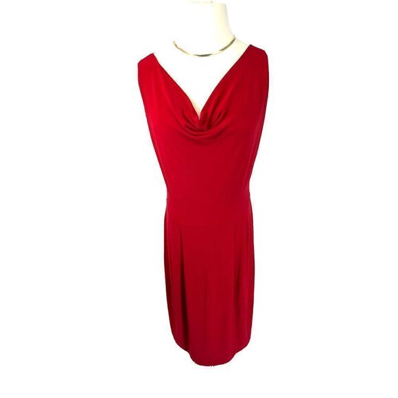 Clara Sun Woo Red Slinky Dress Sheath Stretch Draped Front XS - Picture 1 of 12
